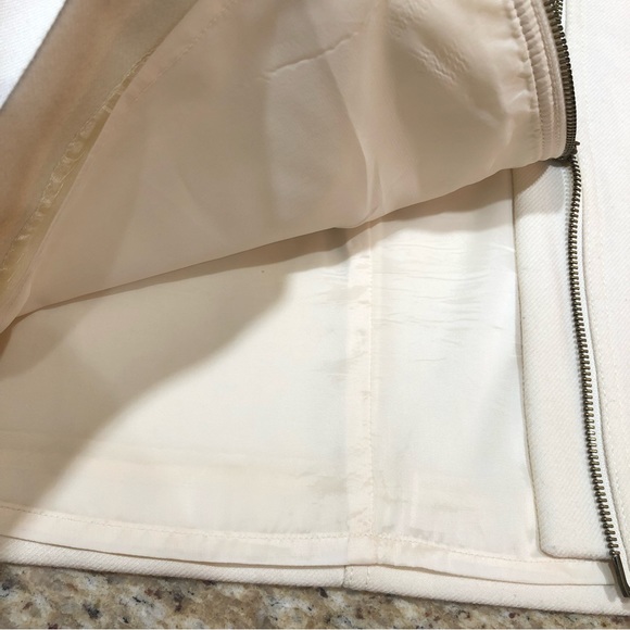 J. Crew Asymmetrical Zip Pencil Skirt In 100% Wool Ivory 2 - Picture 4 of 11